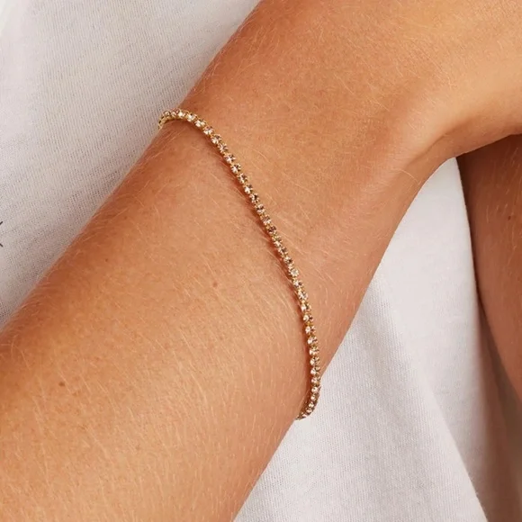 Gorjana 18k Gold Plated Brass Blush Pink Crystals Lexi Bracelet Womens Jewelry - Picture 4 of 8